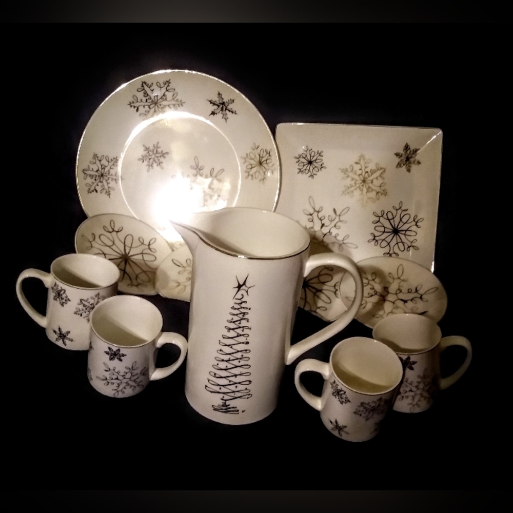 Christmas cookie plates with pitcher
